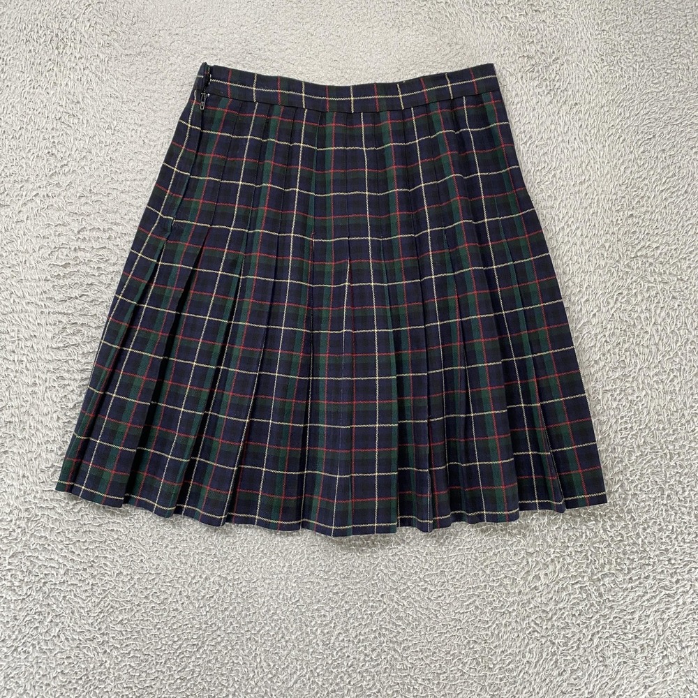 Talbots Vintage Skirt Womens 12 Plaid Wool Pleated Knee Length Made In USA 90s - Picture 10 of 13
